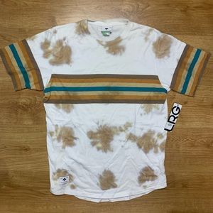 LRG WHITE BROWN SHORT-SLEEVE TIE-DYE STRIPED TEE